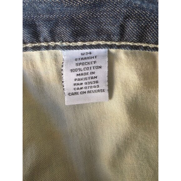 Marc Ecko Cut & Sew Jeans Mens Sz 34x33 Straight Leg Fleur Pocket Y2K Denim - Picture 11 of 12